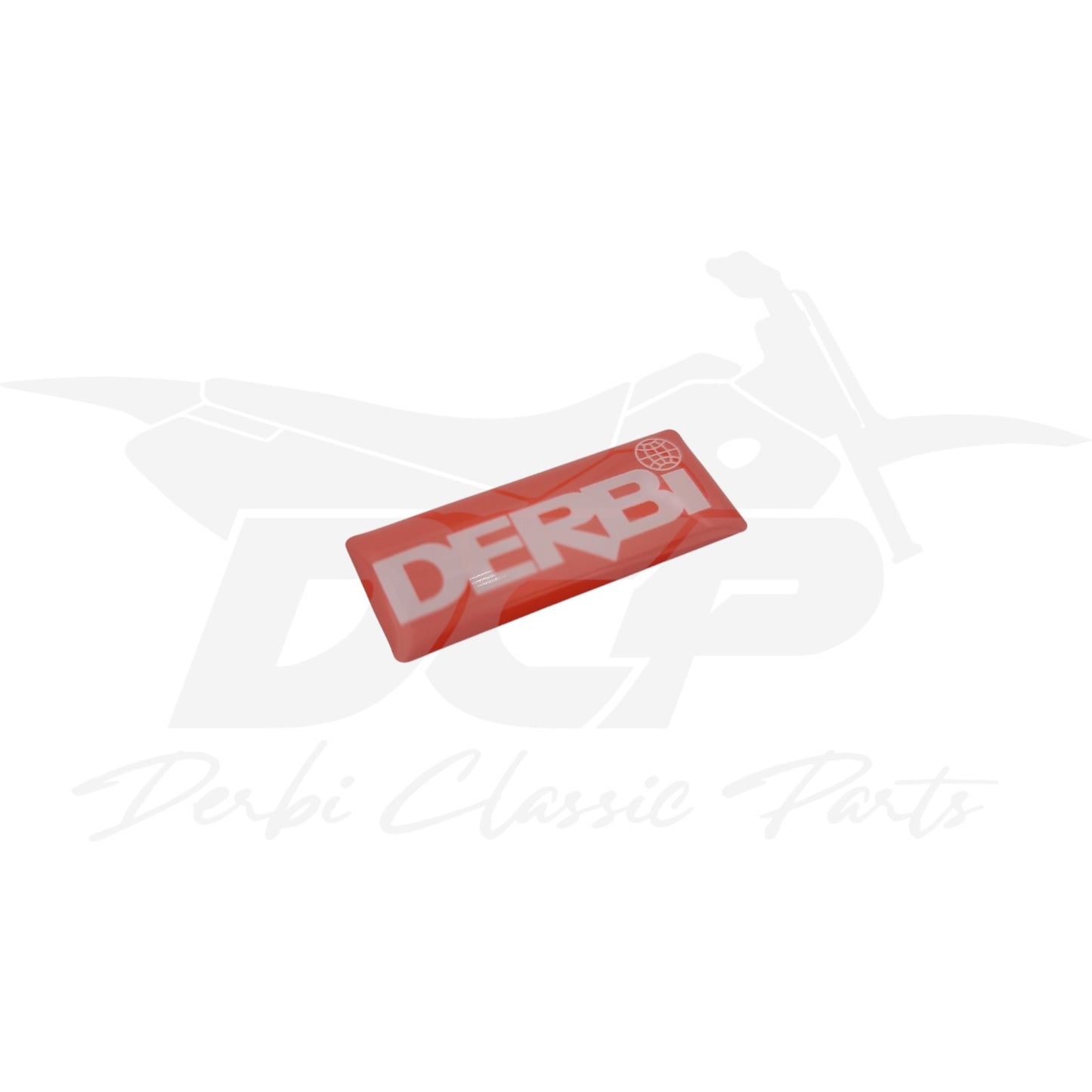 Dôme résine "Derbi" blanc sur fond rouge